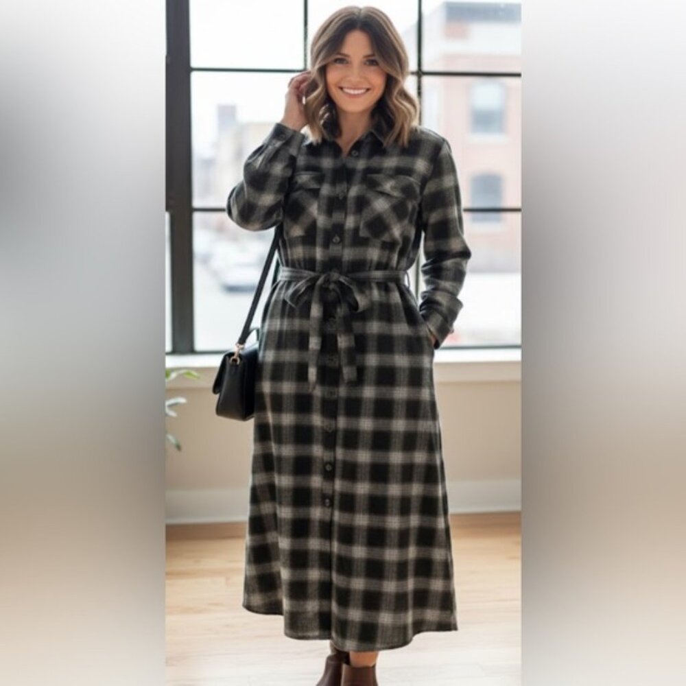 Kate & Sam green plaid dress